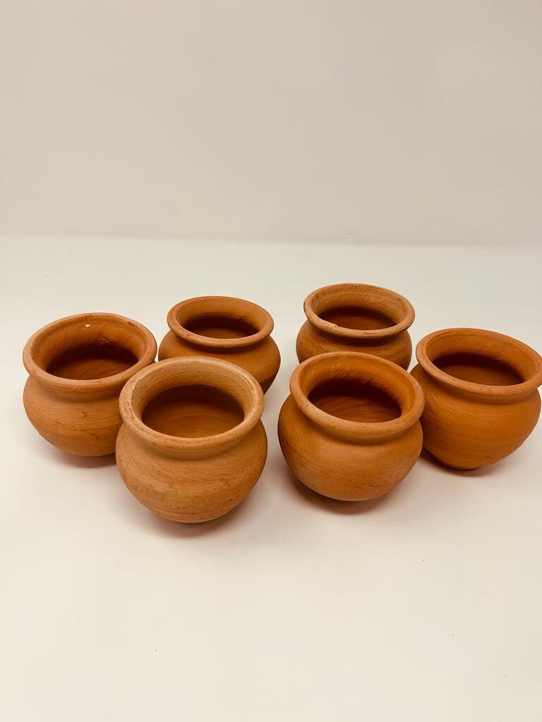 Clay Tandoori Cups (UNGLAZED White Clay) 6 pcs