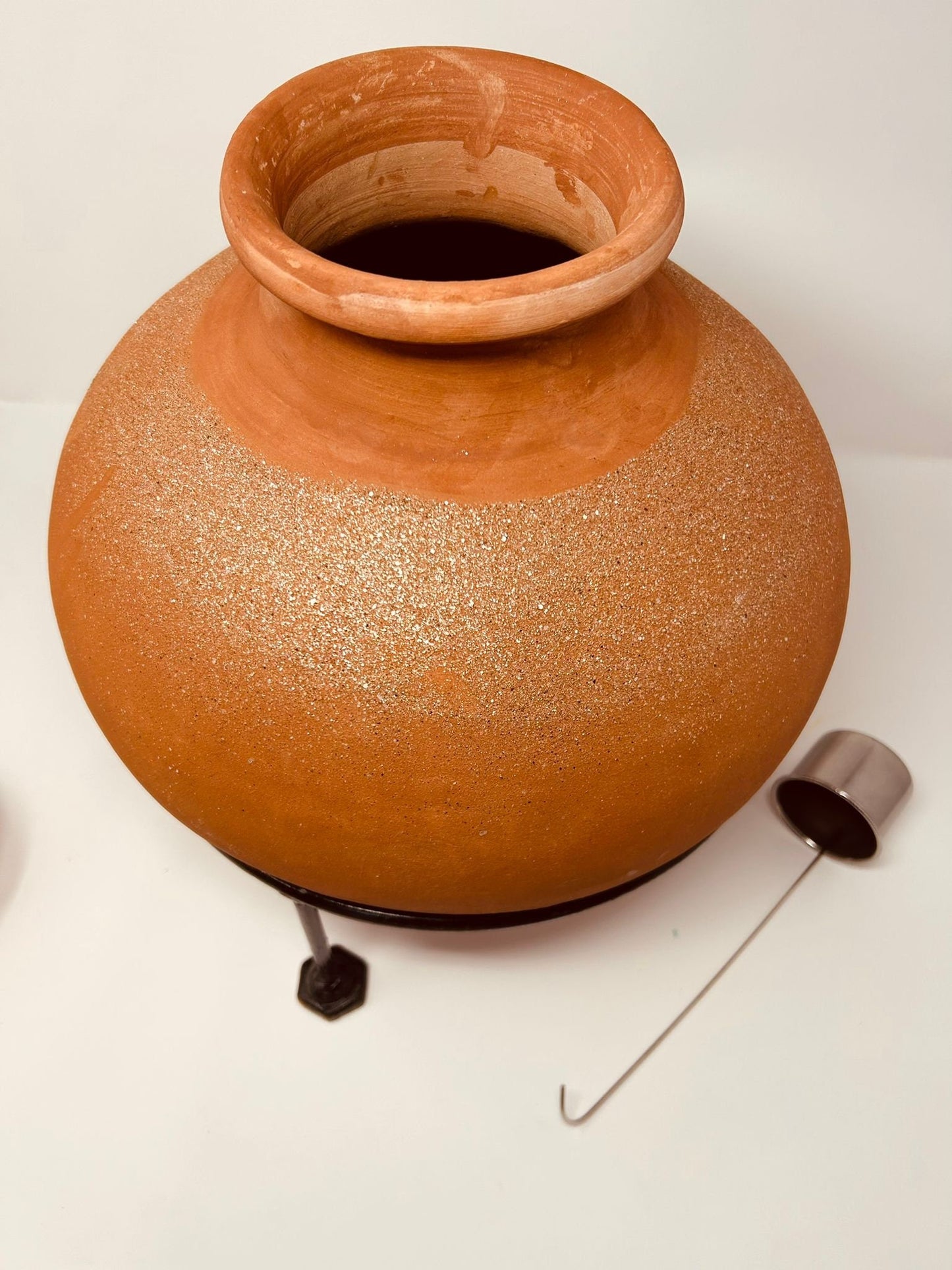 Clay Water Pitcher Set (Gharra with Stand and Dipper, 3.25 Gallons) UNGLAZED