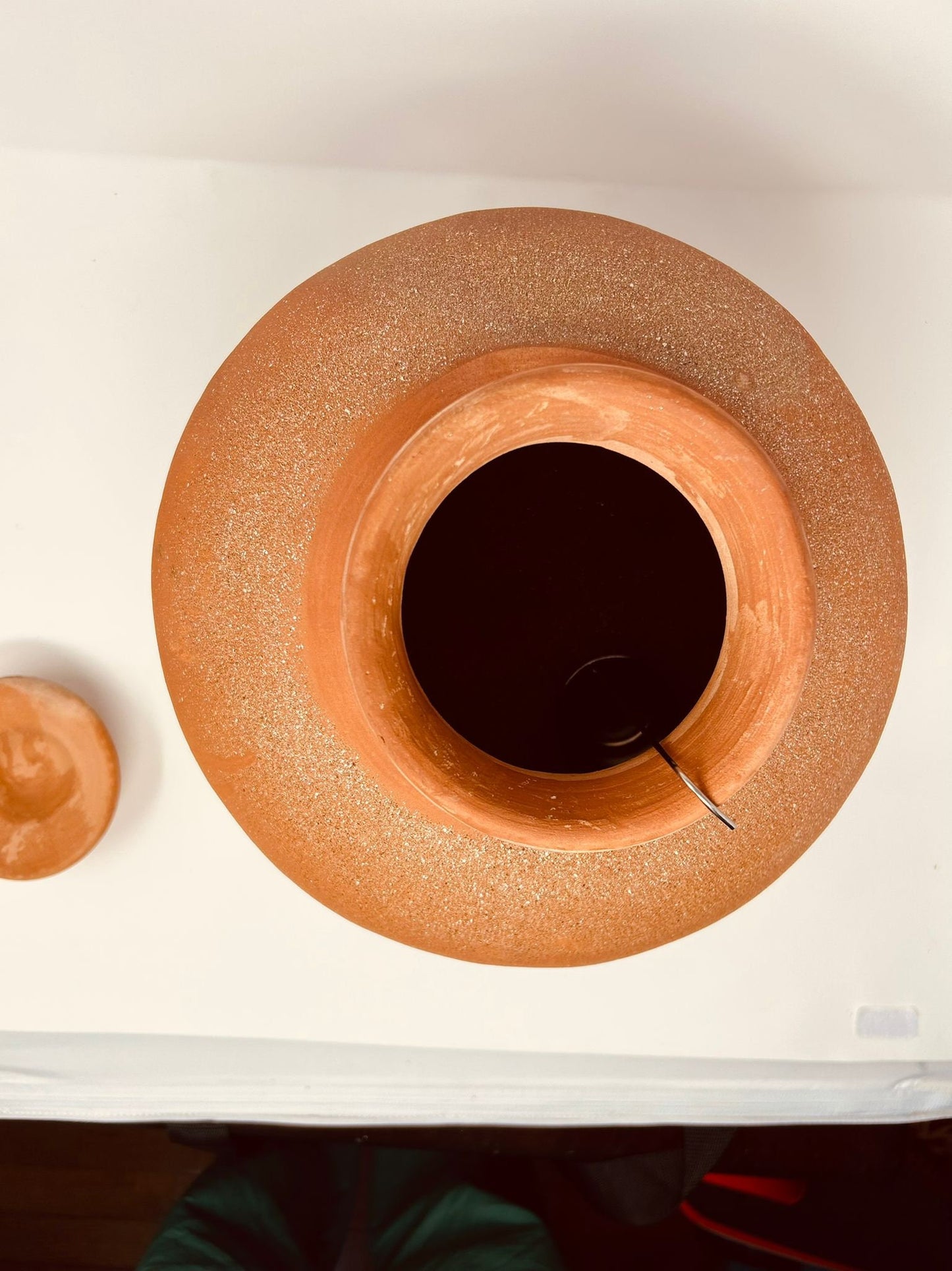 Clay Water Pitcher Set (Gharra with Stand and Dipper, 3.25 Gallons) UNGLAZED